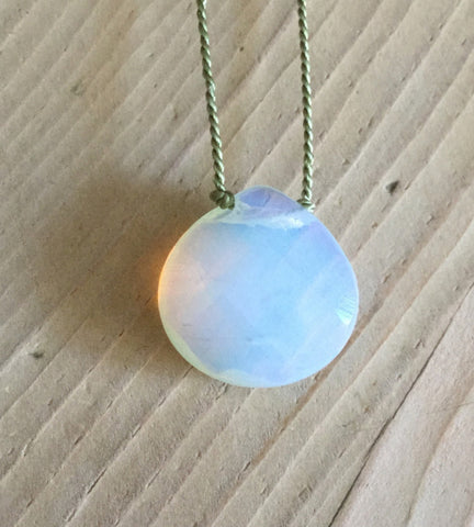 opalite faceted heart briolette pendant