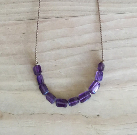 amethyst demi luna necklace