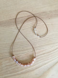 pink freshwater pearl demi luna necklace