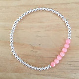 3mm sterling silver bead bracelet with gemstones