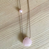 double-love rose quartz faceted briolette with pink pearl accent