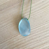 blue chalcedony "fancy"-cut faceted pendant