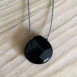 natural black onyx faceted briolette pendant