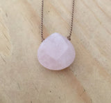 rose quartz faceted briolette pendant