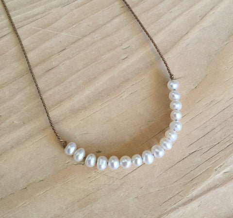 white freshwater pearl demi luna necklace