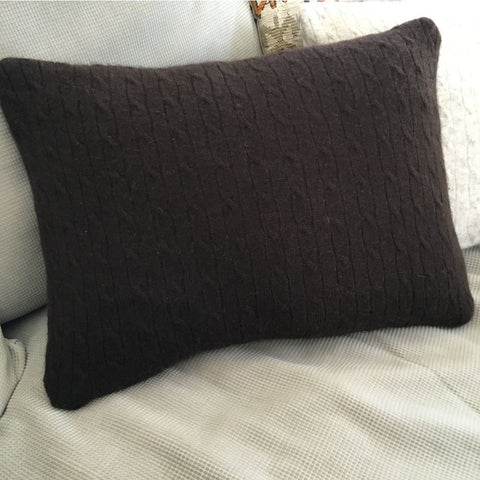 cable-knit cashmere throw pillow