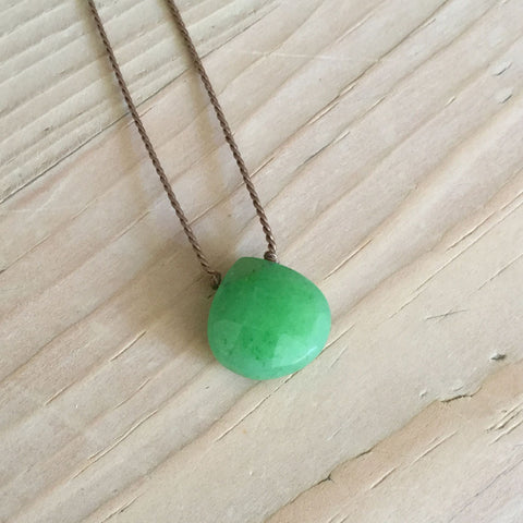 green jade faceted briolette pendant