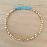3mm 14k gold-filled bead bracelet with gemstones