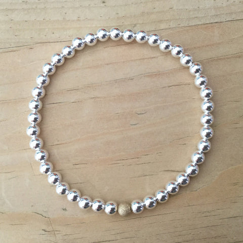 4mm sterling silver bead bracelet