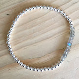 3mm sterling silver bead bracelet with gemstones
