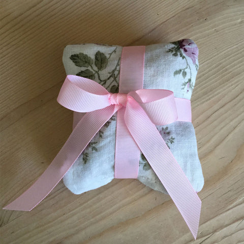 vintage linen & organic french rose petals sachet set